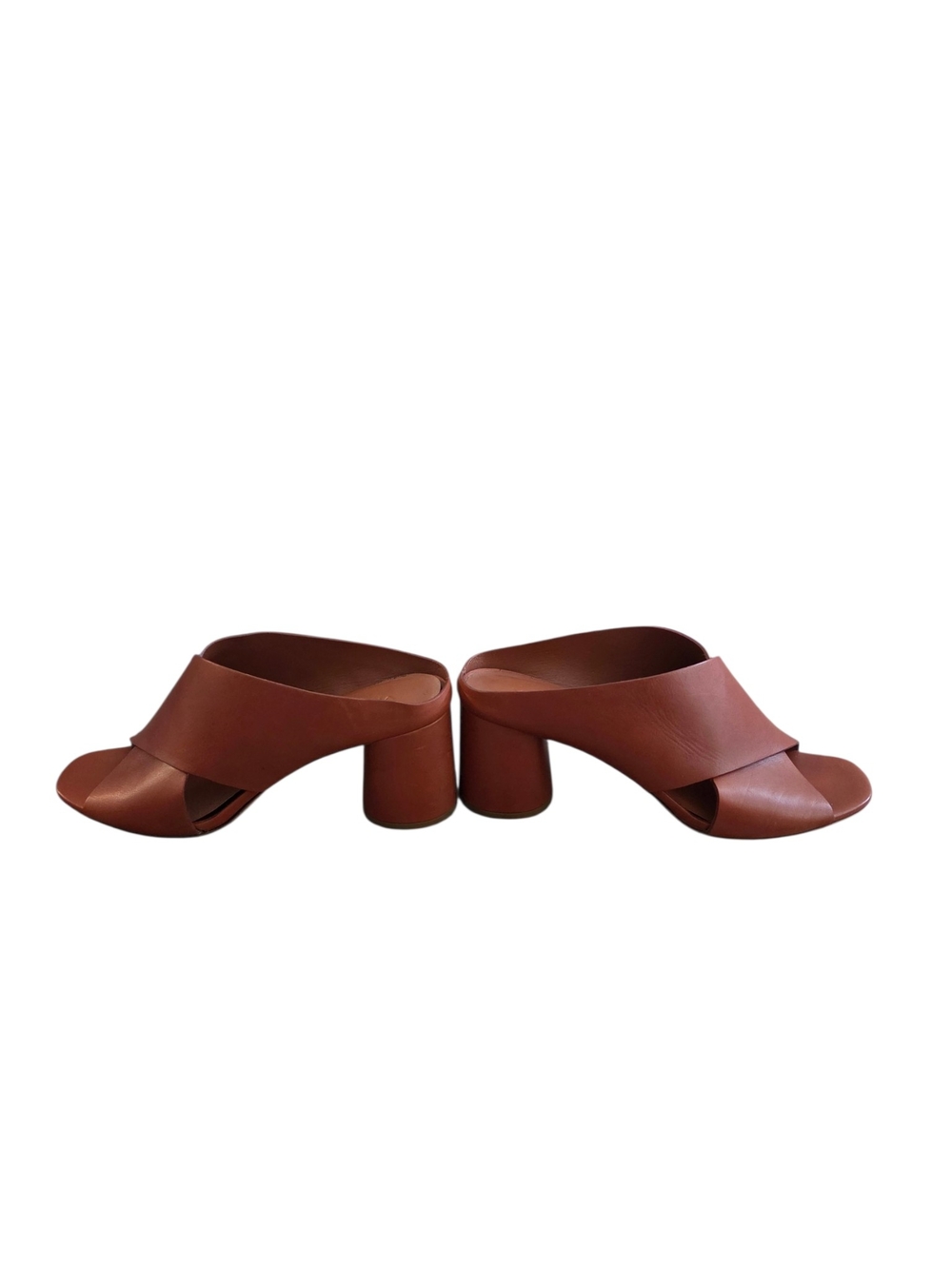 Vince Tan Leather Crisscross Mule with Block Heel - Picture 6 of 9